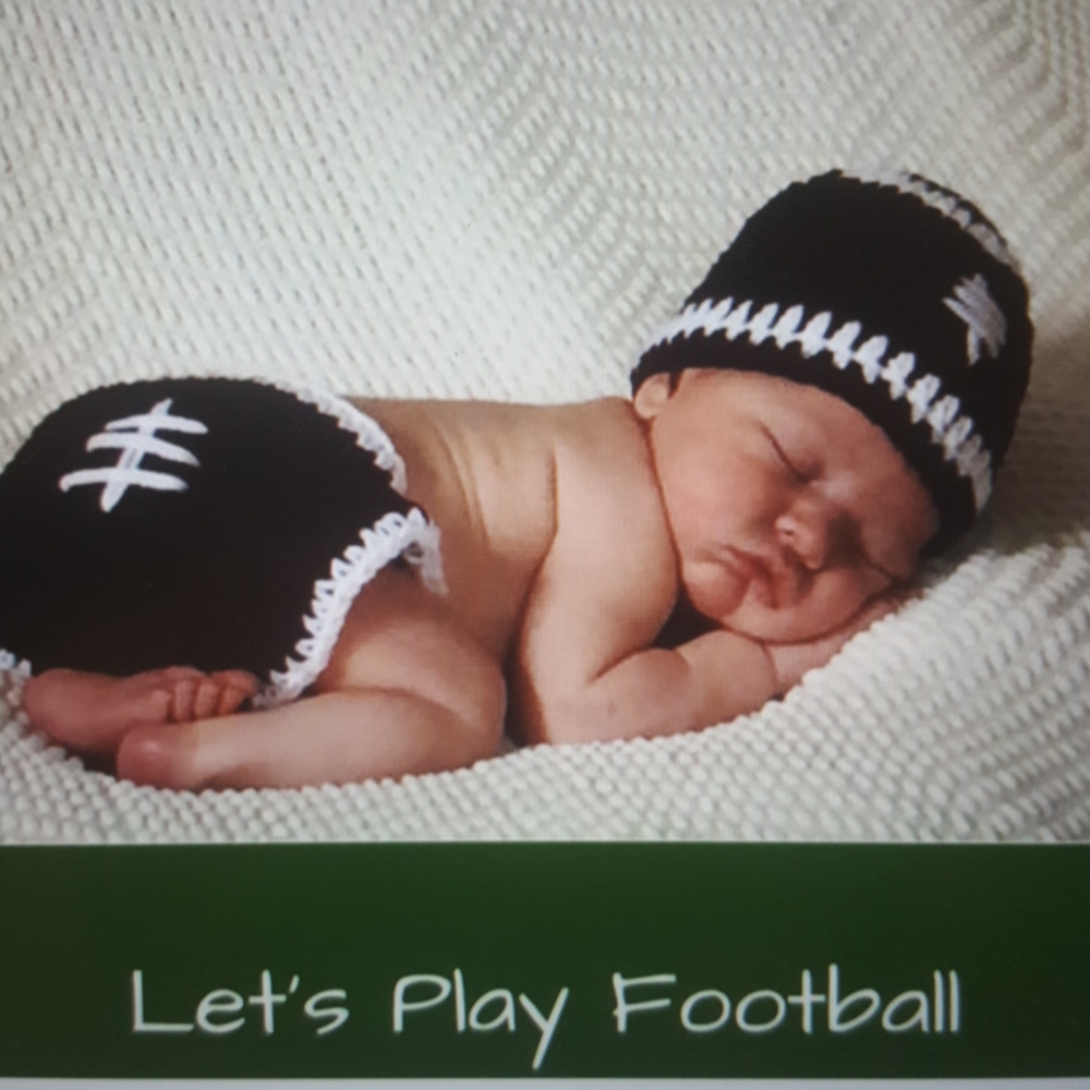Crochet Football Diaper Cover And Beanie Hat